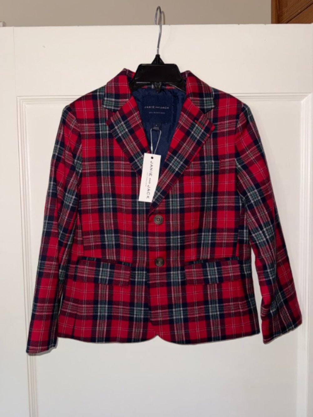 NWT Janie Jack Boy Jester Red Plaid Plaid Wool Blazer Sz 6